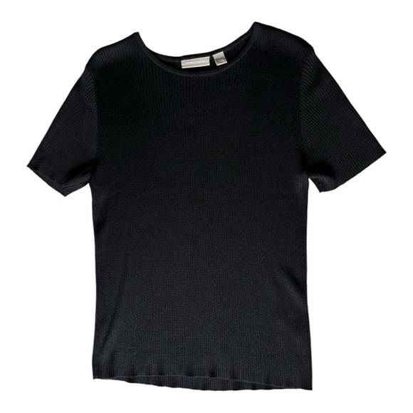 Nordstrom silk long sleeve button down ribbed cardigan twin set w/shell | Size M - Picture 6 of 15